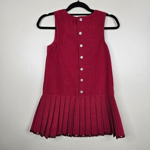 Vintage Winnie the Pooh Dress - Red Pinafore with pleated skirt size 7/8 - Picture 6 of 7